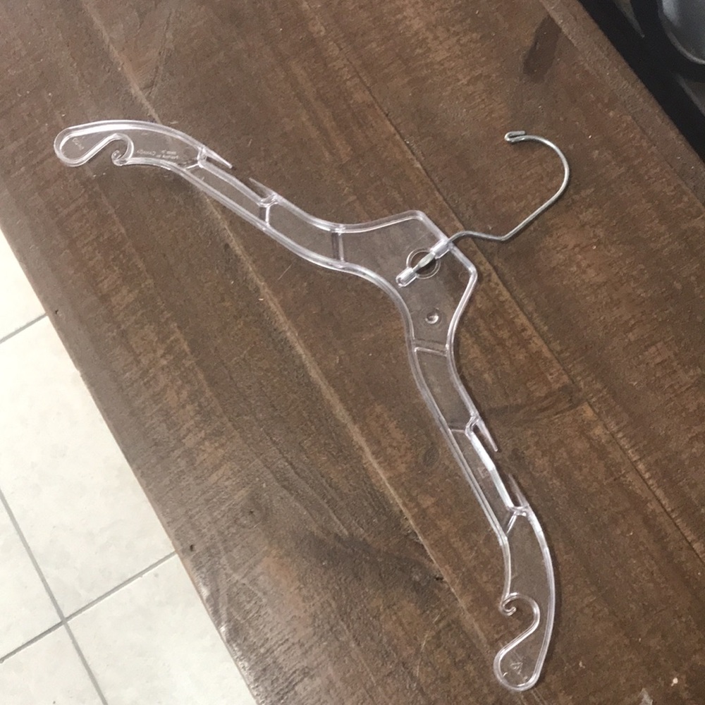 STORE CLOSING Lot of 25 good quality clear plastic hangers with strap notches